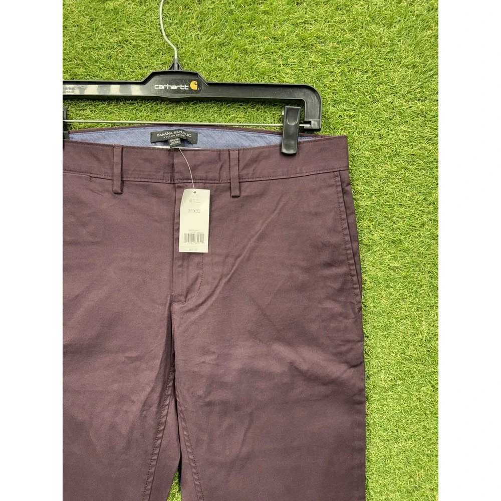 Banana Republic Chino Pants Mens 31x32 Burgundy Preppy Fulton Skinny Fit NWT